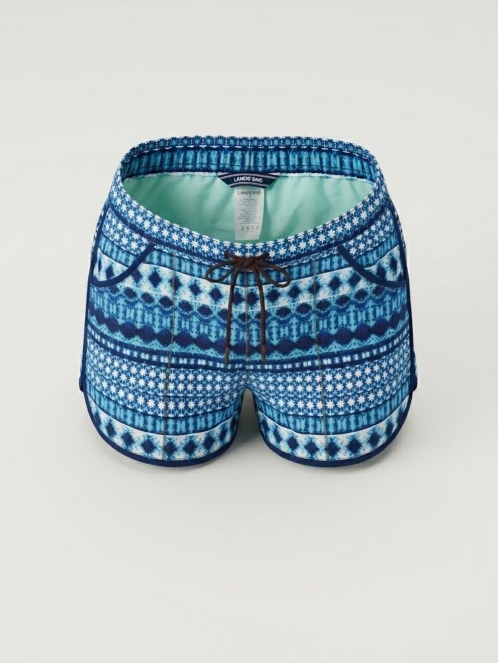 Lands' End Blue Geometric Tribal Board Shorts - Size 10